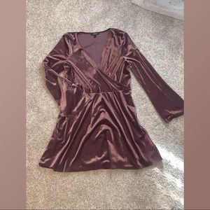 Express Velvet Surplice Fit & Flare Dress